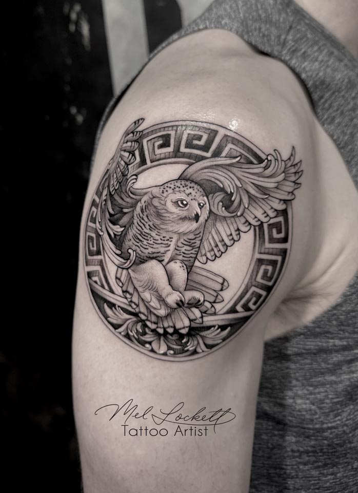 Black and Gray, Animal, Illustrative tattoo by Mel Lockett